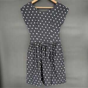 Lili's Closet Anthropologie Dropped Dots Linen Mini Dress 2 Black Beige Twee